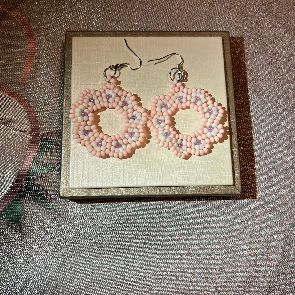 Pink flower earring